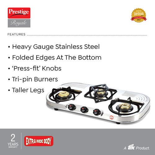 PRESTIGE ROYAL DUPLEX DGS 03L 3BR GAS STOVE