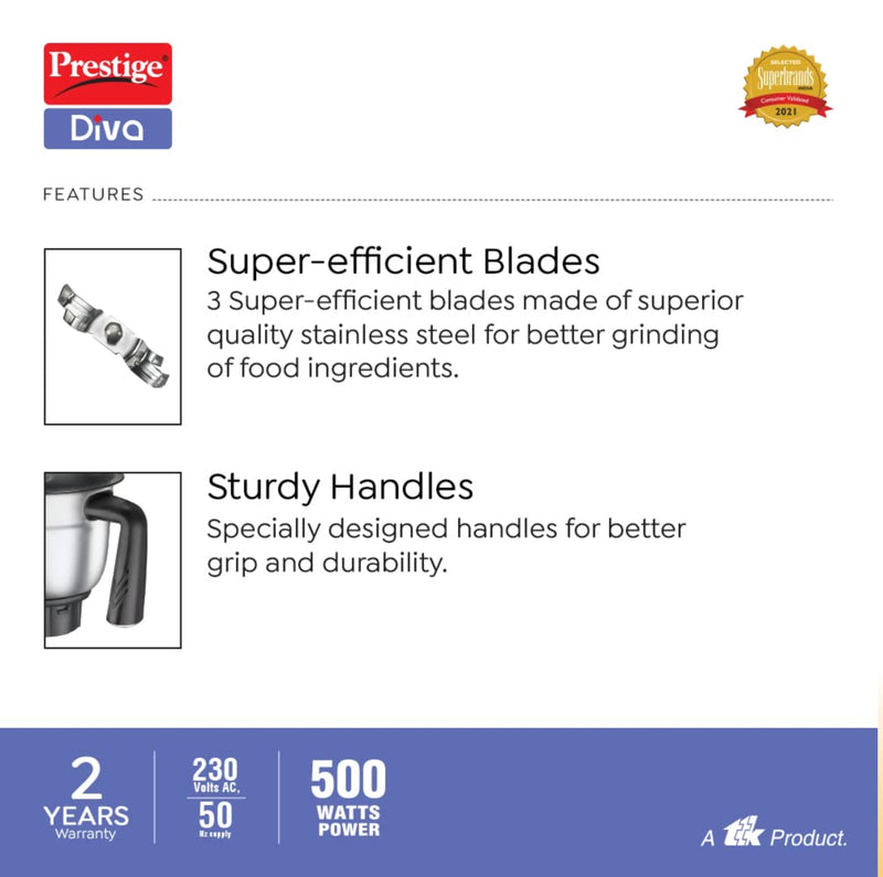 PRESTIGE DIVA 500W 3JAR MIXER