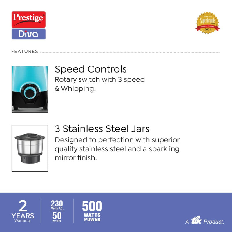 PRESTIGE DIVA 500W 3JAR MIXER