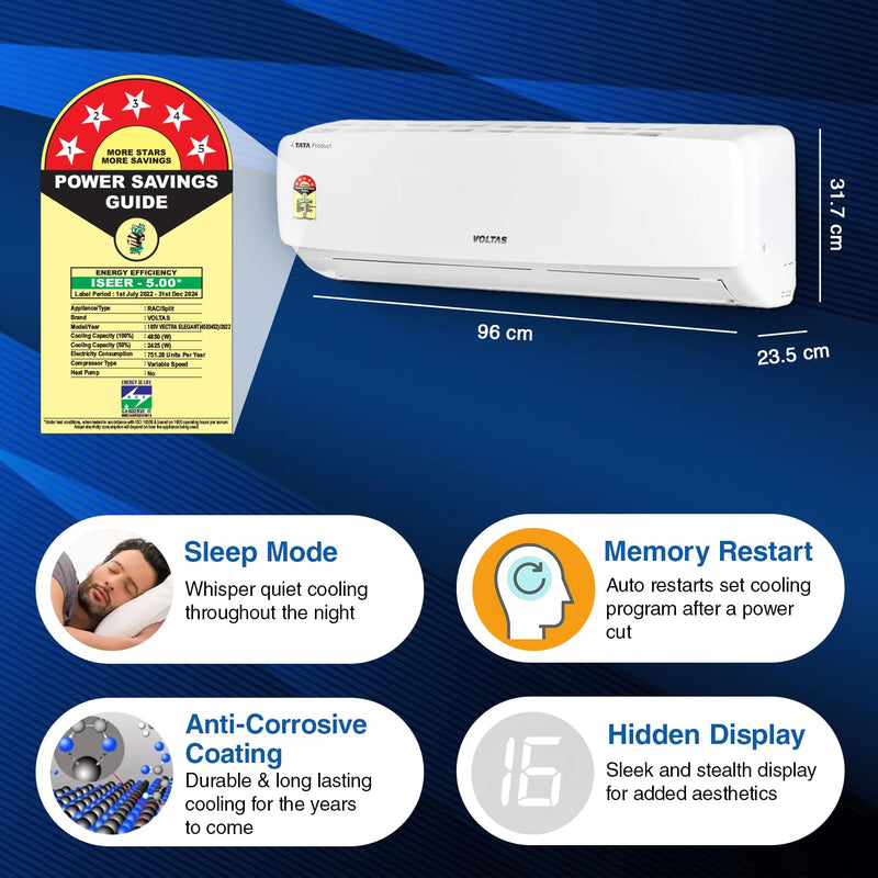 VOLTAS 185V VECTRA ELEGANT(4503452) 1.5TN 5* INV