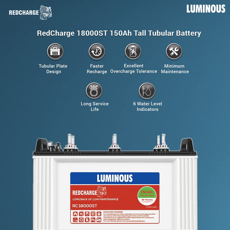 LUMINOUS 150AH RED CHARGE 18000ST PRO
