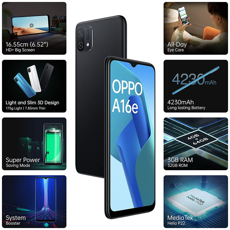 OPPO A16E, 3/32, BLACK